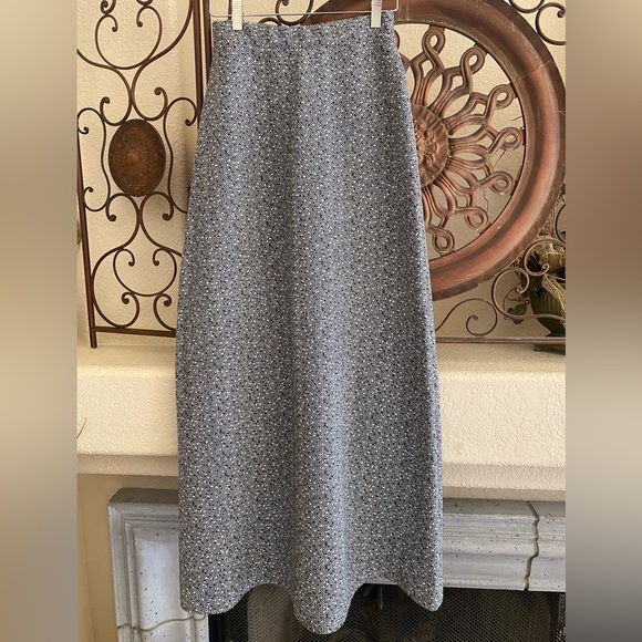 Vintage Tweed Maxi Skirt Black/ White Pull- On Size Small A-line Flare - Picture 8 of 13